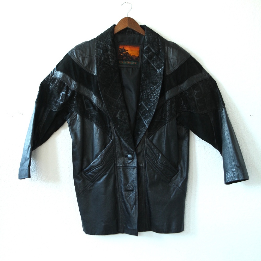 VTG Outbrook Leather Jacket Native American Boho